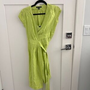 Banana Republic  Silk Lime Green Wrap Midi Dress